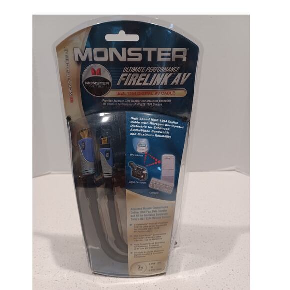 Monster Cable FireLink 300 IEEE-1394 7 foot FireWire 4 pin to 4 pin gold contact - Picture 2 of 4
